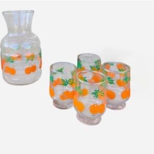 Retro Anchor Hocking Vintage Grandmas Orange Juice Set